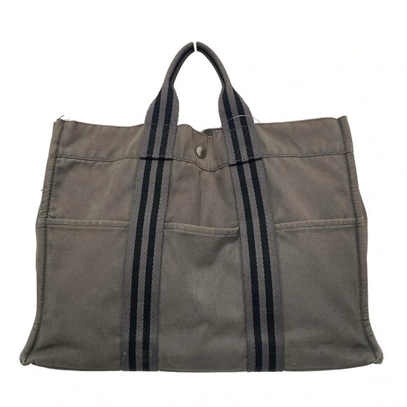 Auth HERMES Fourre Tout Tote PM - Dark Gray Black Canvas None Tote Bag - Picture 8 of 10